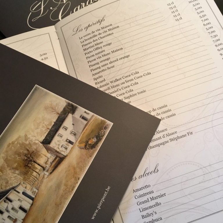 Impression d'une carte menu pour une restaurant par l'Imprimerie Godenne